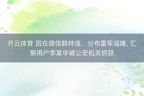 开云体育 因在微信群持造、分布雷军谣喙, 汇聚用户李某华被公安机关抓获