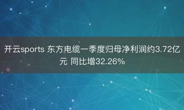 开云sports 东方电缆一季度归母净利润约3.72亿元 同比增32.26%